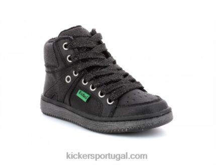 Kickers baixo preto brilhante V24TH959 crianças