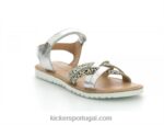 Kickers betternew branco prateado impresso V24TH666 crianças