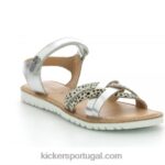 Kickers betternew branco prateado impresso V24TH666 crianças