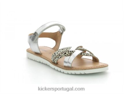 Kickers betternew branco prateado impresso V24TH666 crianças