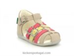 Kickers bigfor bege rosa amarelo V24TH494 crianças