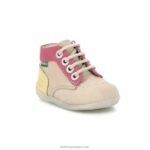 Kickers bonzip-2 bege rosa amarelo V24TH768 crianças - Image 2