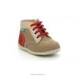 Kickers bonzip-2 bege vermelho V24TH769 crianças - Image 2