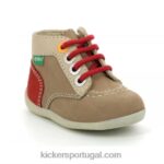 Kickers bonzip-2 bege vermelho V24TH769 crianças