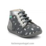 Kickers bonzip-2 cinza escuro impresso V24TH771 crianças