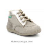 Kickers bonzip-2 taupe dourado impresso V24TH772 crianças