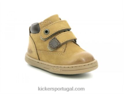 Kickers camelo marrom pegajoso V24TH908 crianças