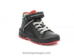 Kickers chutar adolescente preto brilhante V24TH972 crianças