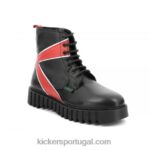 Kickers chutar fabuloso preto vermelho V24TH219 mulheres