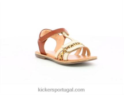 Kickers diamante ouro camelo leopardo V24TH498 crianças