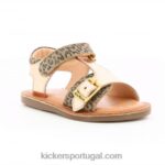 Kickers diazz bege leopardo rosa V24TH601 crianças