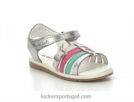 Kickers gilianna prata rosa vermelha V24TH480 crianças