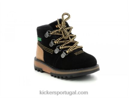 Kickers kicknature preto amarelo V24TH815 crianças