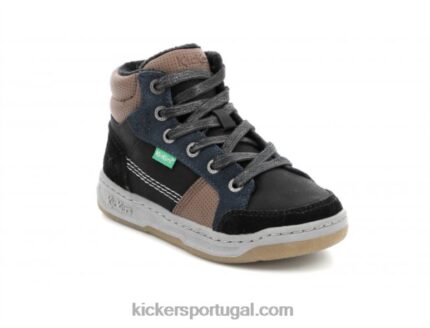 Kickers kickosta preto azul marrom V24TH963 crianças