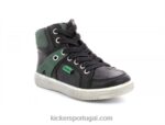 Kickers Lowell preto verde V24TH974 crianças