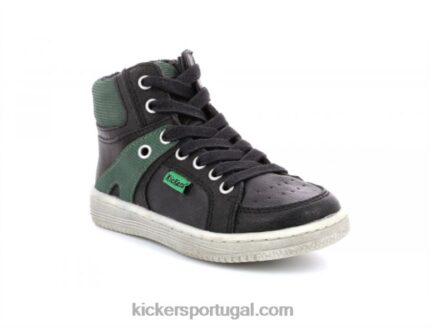 Kickers Lowell preto verde V24TH974 crianças