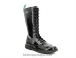 Kickers patente negra meetkiknew V24TH291 mulheres