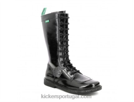 Kickers patente negra meetkiknew V24TH291 mulheres