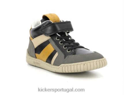 Kickers wincky cdt cinza preto amarelo V24TH986 crianças