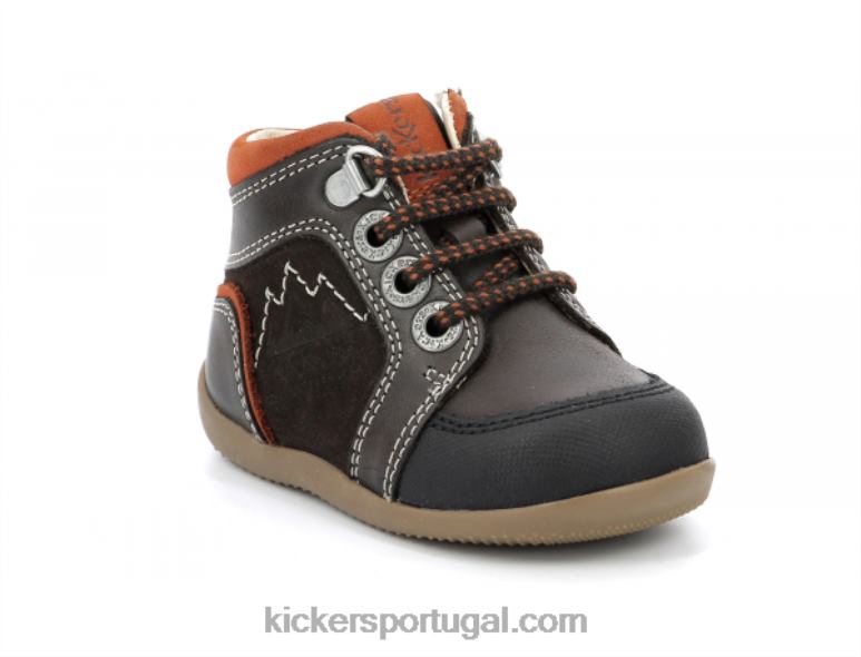 Kickers bins montanha marrom escuro laranja V24TH797 crianças