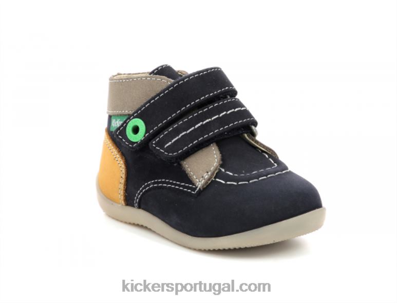 Kickers bonkro-2 marinho cáqui amarelo V24TH903 crianças