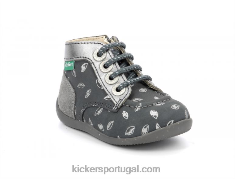 Kickers bonzip-2 cinza escuro impresso V24TH771 crianças