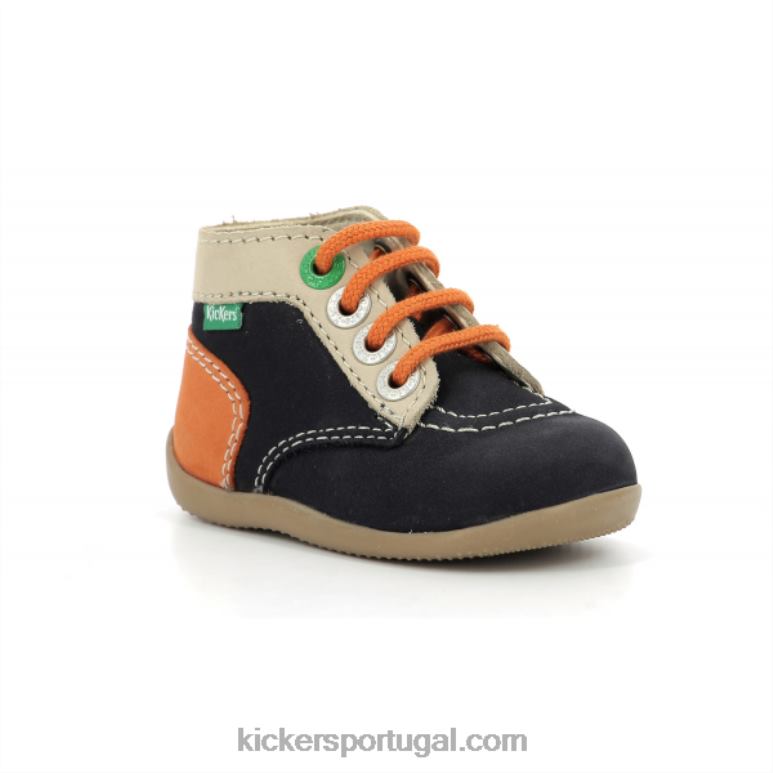 Kickers bonzip-2 marinho bege laranja V24TH767 crianças