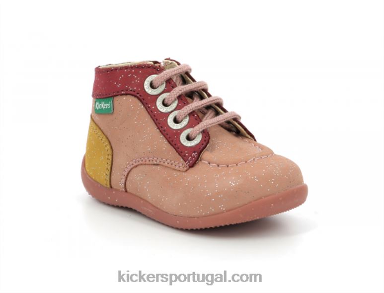 Kickers bonzip-2 rosa vermelho amarelo V24TH774 crianças