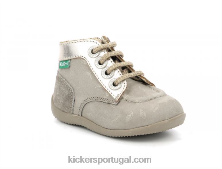 Kickers bonzip-2 taupe dourado impresso V24TH772 crianças