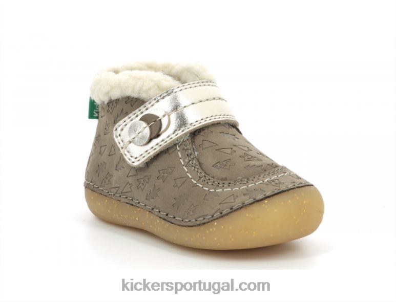 Kickers tão schuss taupe ouro fantasia V24TH826 crianças