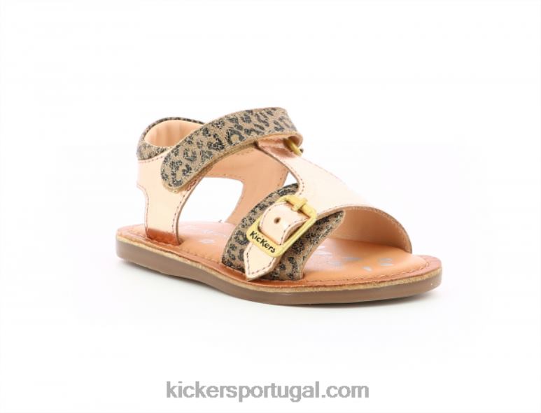 Kickers diazz bege leopardo rosa V24TH601 crianças