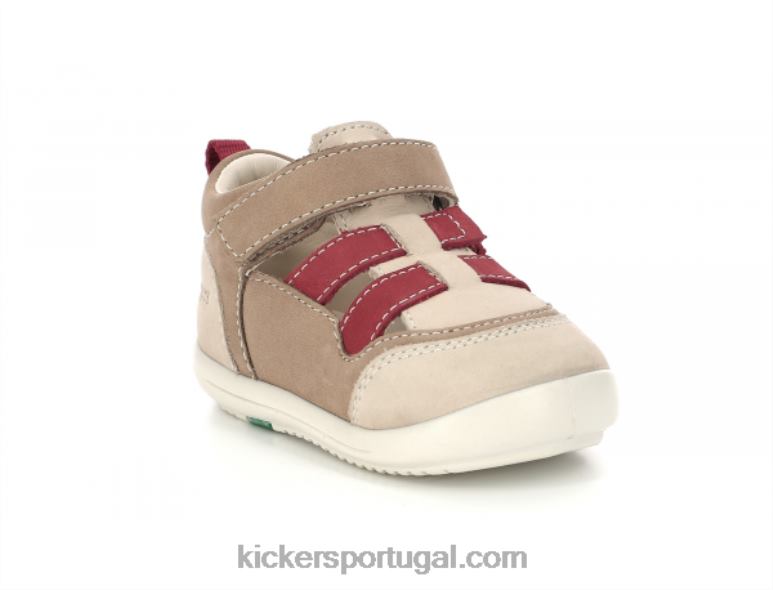 Kickers klony bege vermelho V24TH419 crianças