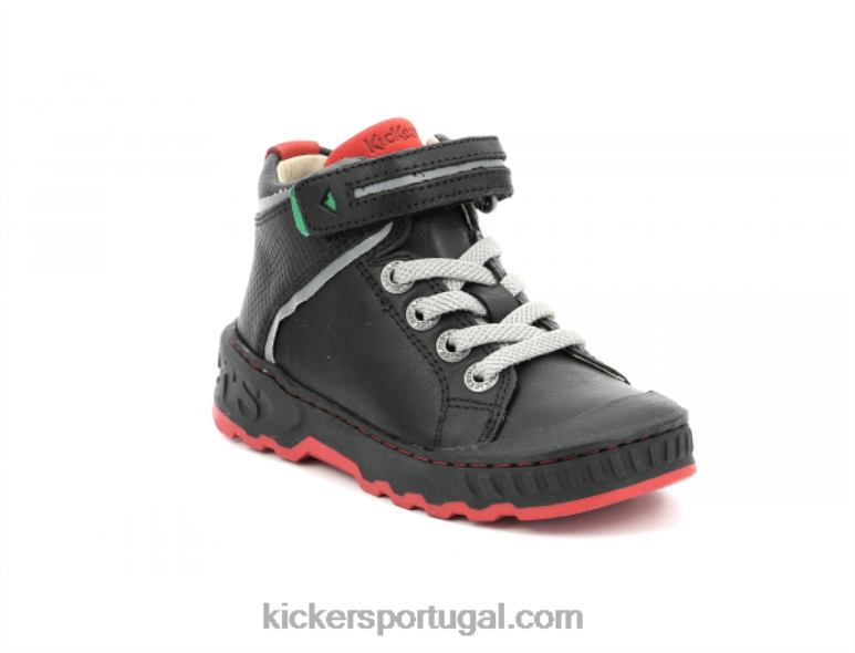 Kickers chutar adolescente preto brilhante V24TH972 crianças