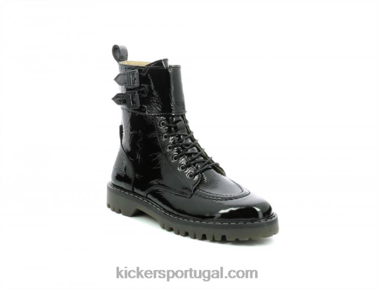 Kickers Deckranger patente preta V24TH207 mulheres