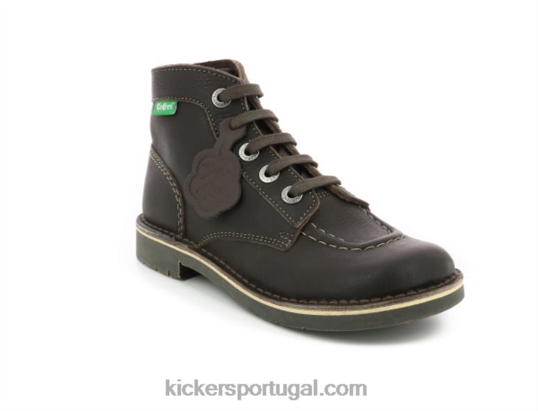 Kickers kick col dk brown wh permanente de costura V24TH222 mulheres