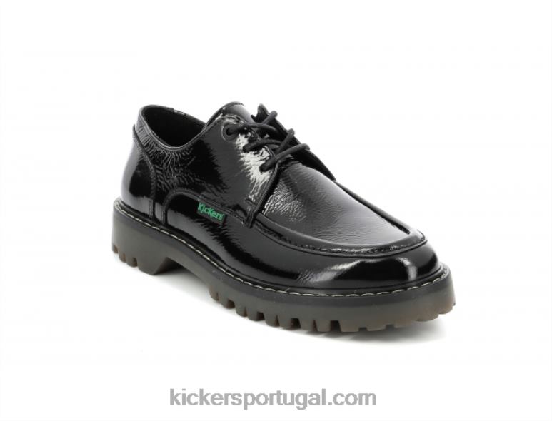 Kickers kick decklow patente preto V24TH146 mulheres